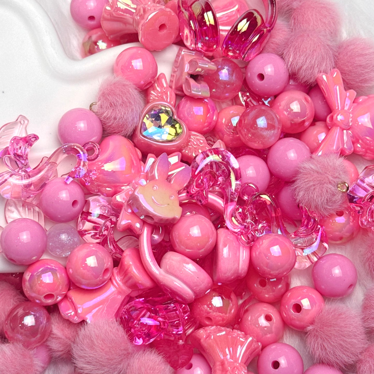 Mélange de perles Rose bonbon