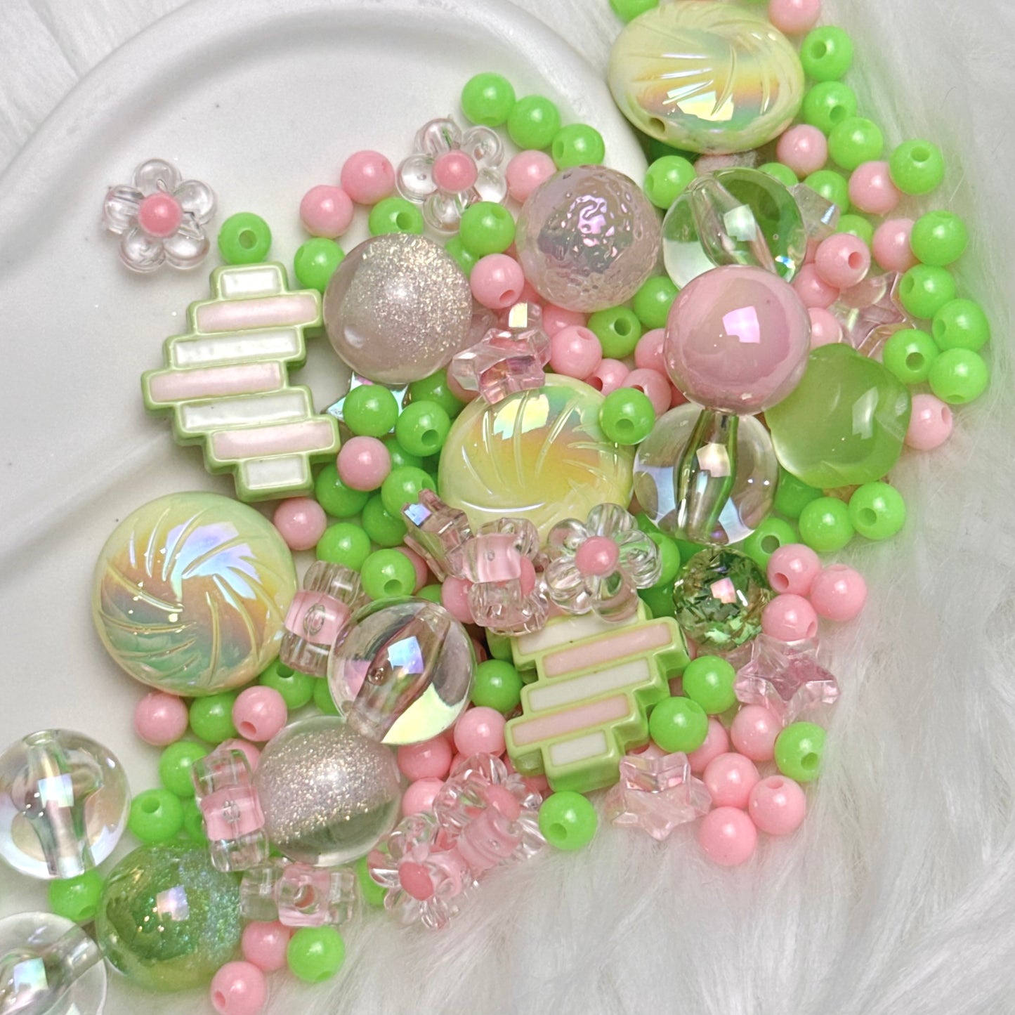 Mélange de perles Pomme Rose