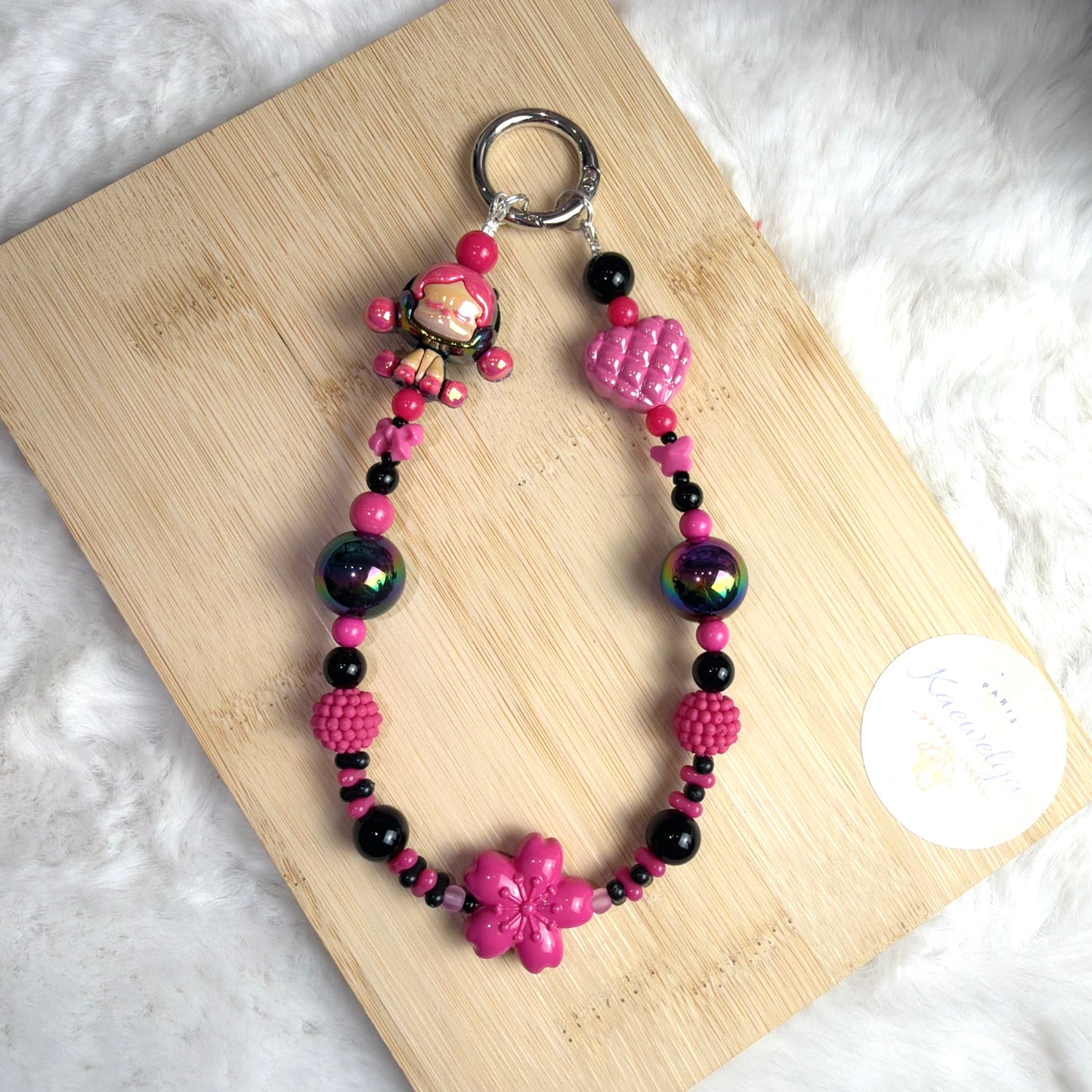 Porte clé Double Mimi Black&Pink