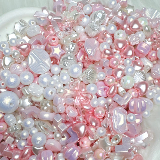 Mélange de perles nacré rose&Blanc