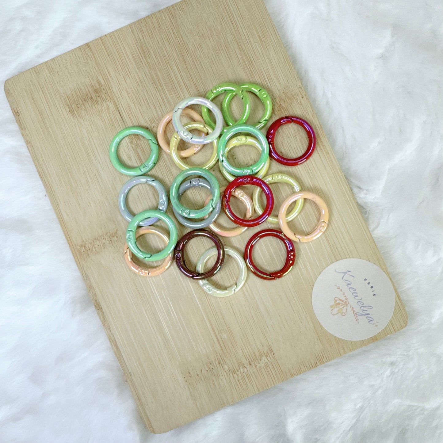 Mousquetons rond 2.5cm colorés vendu par 5