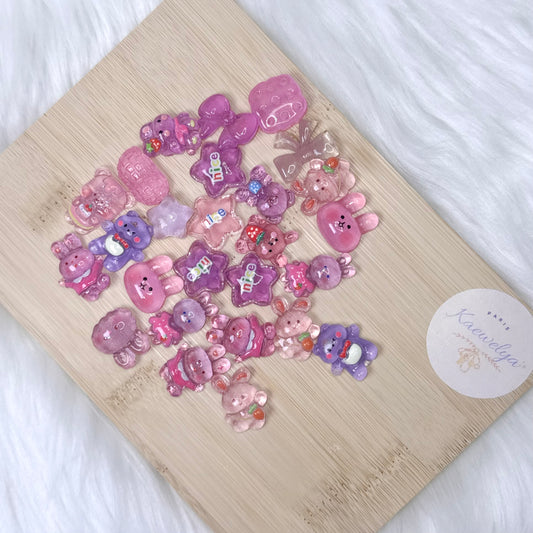 Charm / Miniature Kawaii Violet x5