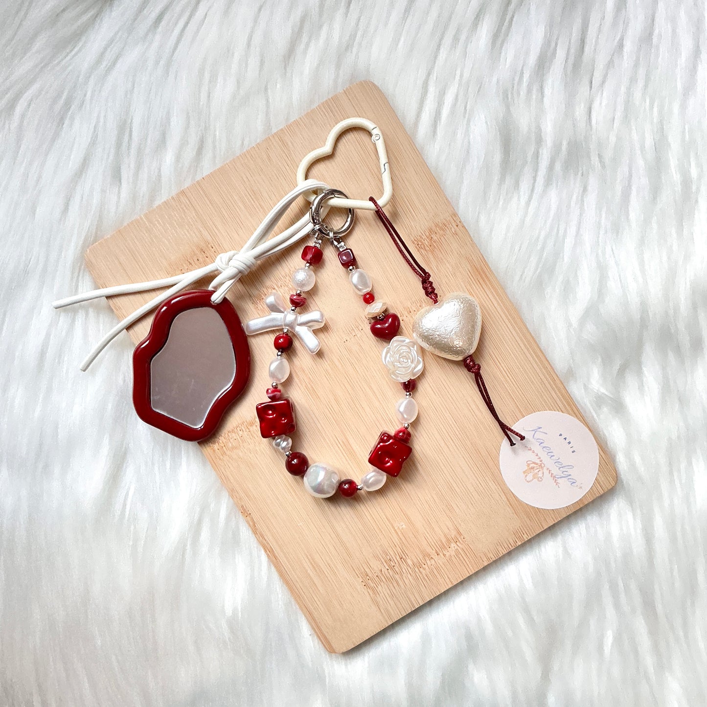 Porte clé Double Mimi Bordeaux Nacré