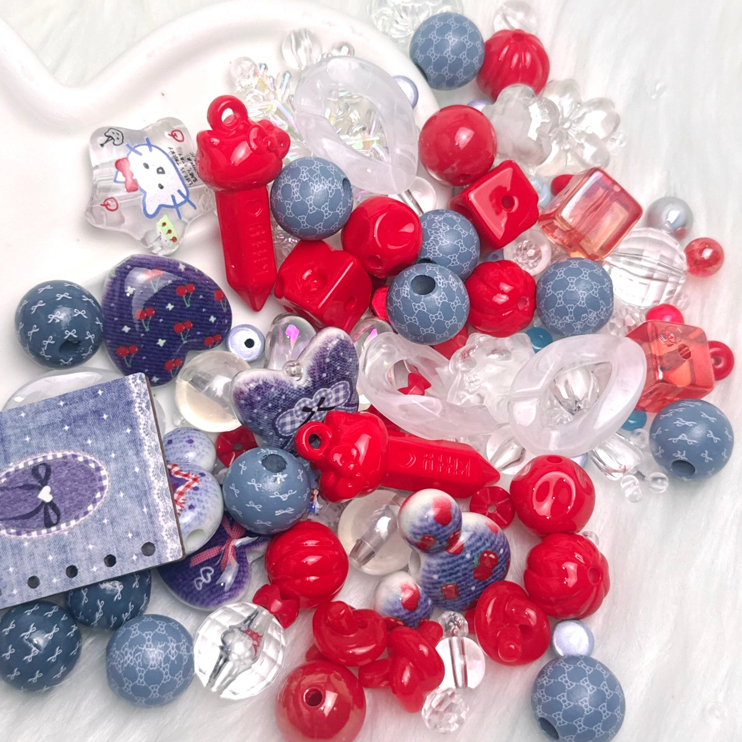 Mélange de perles Jean cerise