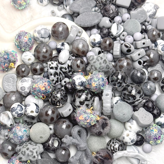 Mélange de perles Léopard Gris