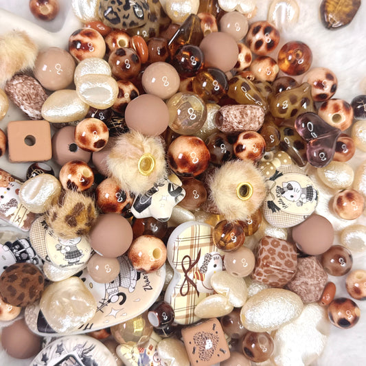 Mélange de perles Léopard Caramel