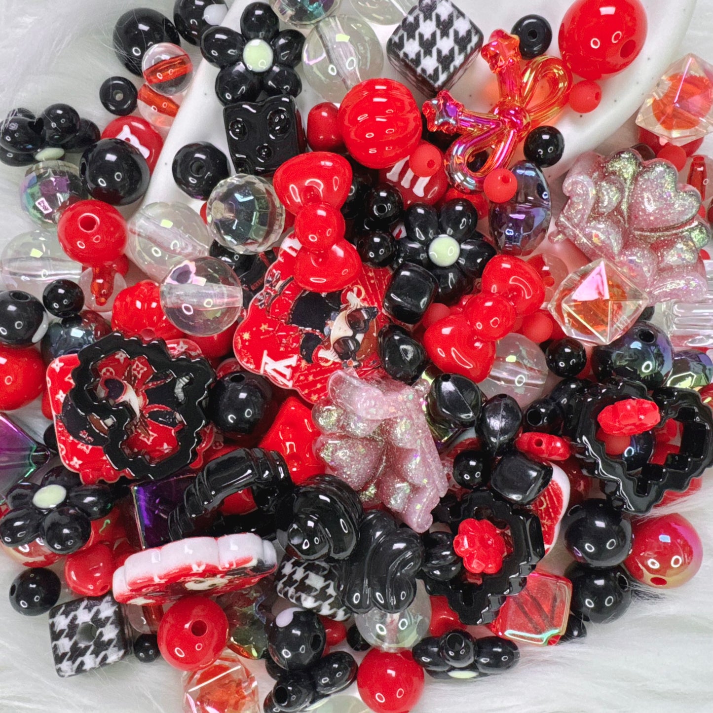 Mélange de perles Rouge Couture