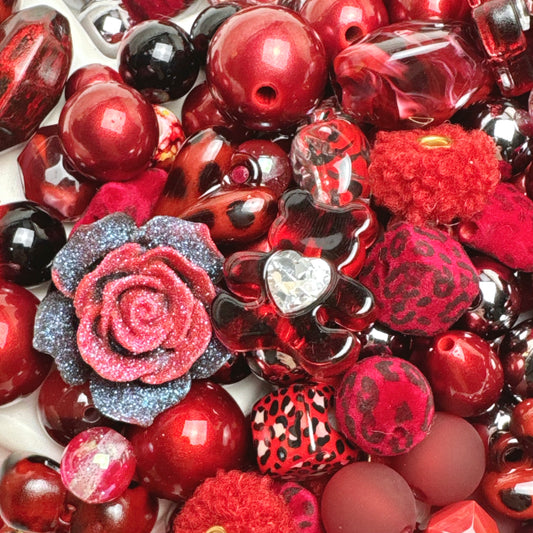 Mélange de perles Bordeaux Léopard